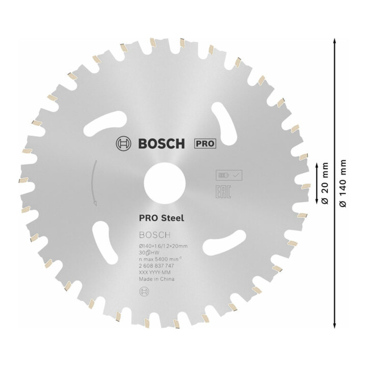 Bosch cirkelzaagblad Standard for Steel voor accuzagen 140 x 1,6/1,2 x 20 30 tanden