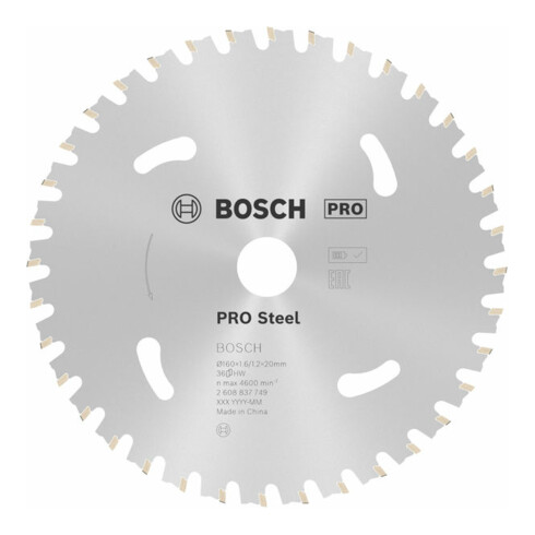 Bosch cirkelzaagblad Standard for Steel voor accuzagen 160 x 1,6/1,2 x 20 36 tanden