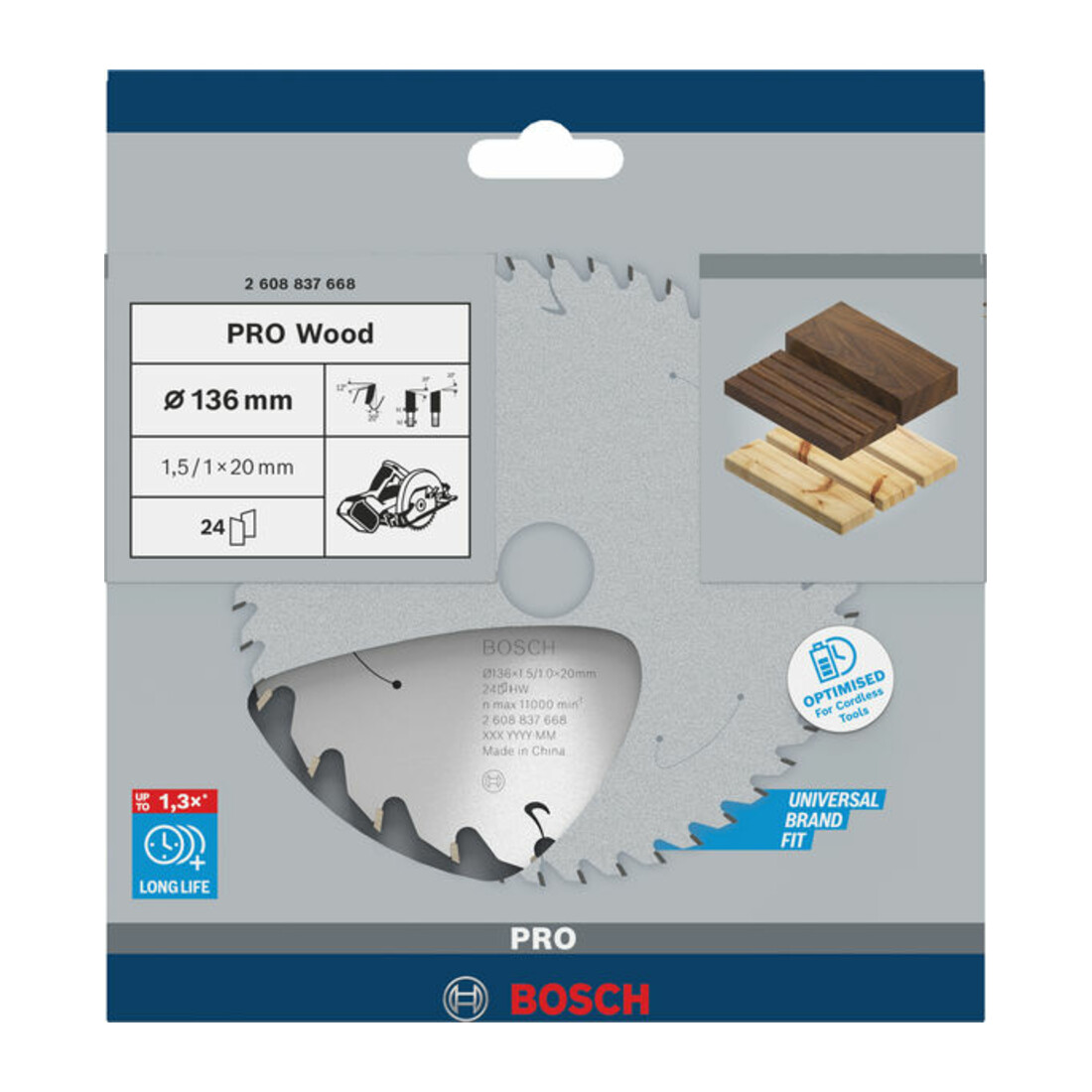 Bosch cirkelzaagblad Standard for Wood voor accuzagen 136x1,5/1x20 24 tanden