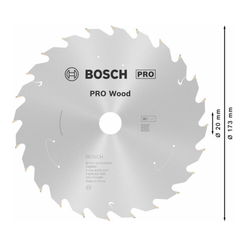 Bosch cirkelzaagblad Standard for Wood voor accuzagen 173x1,5/1x20, 24 tanden