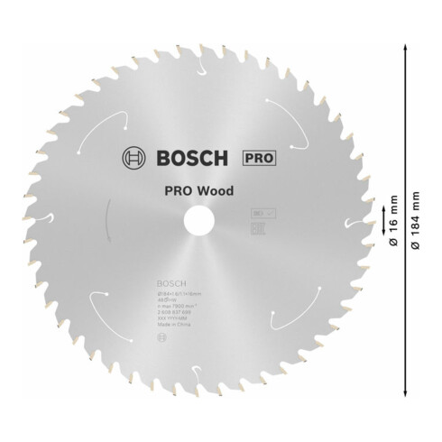 Bosch cirkelzaagblad Standard for Wood voor accuzagen 184x1,6/1,1x16, 48 tanden