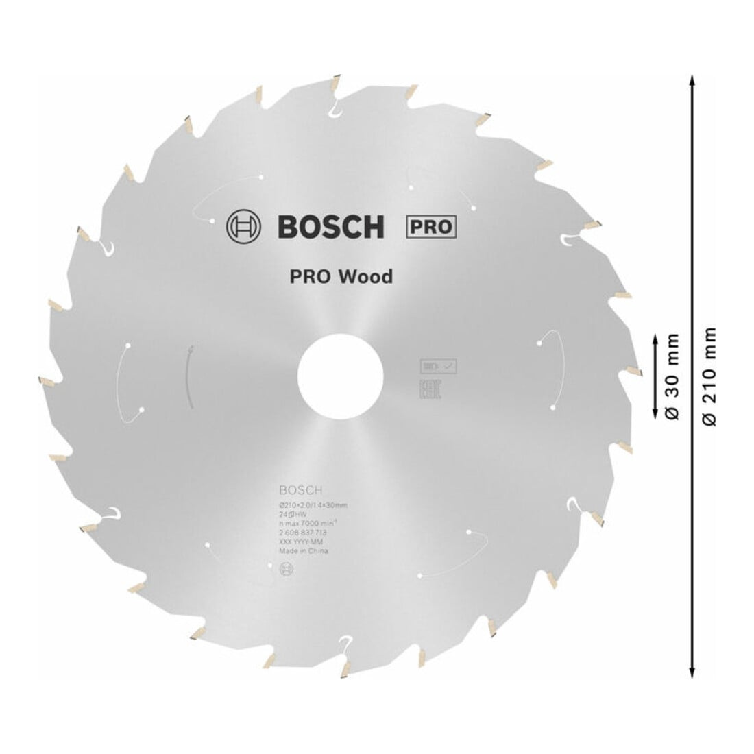 Bosch cirkelzaagblad Standard for Wood voor accuzagen 210x1,7/1,2x30, 24 tanden