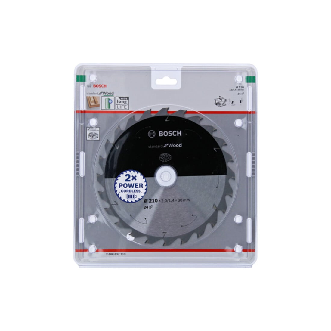 Bosch cirkelzaagblad Standard for Wood voor accuzagen 210x1,7/1,2x30, 24 tanden