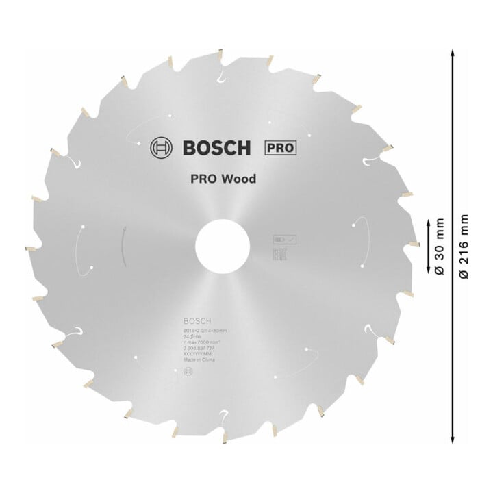 Bosch cirkelzaagblad Standard for Wood voor accuzagen 216x1,7/1,2x30, 24 tanden