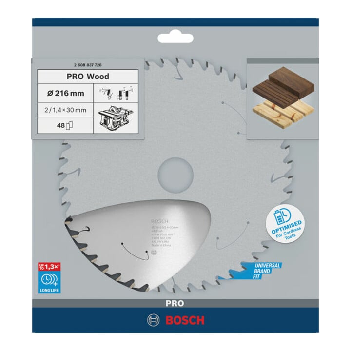 Bosch cirkelzaagblad Standard for Wood voor accuzagen 216x1,7/1,2x30, 48 tanden