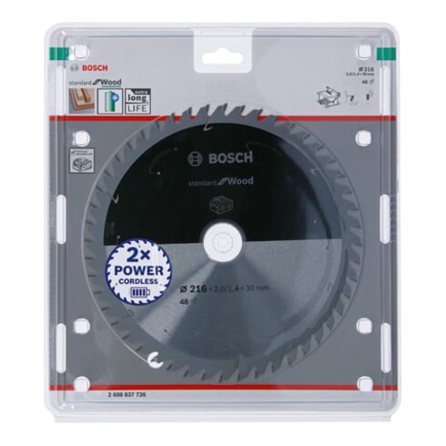 Bosch cirkelzaagblad Standard for Wood voor accuzagen 216x1,7/1,2x30, 48 tanden
