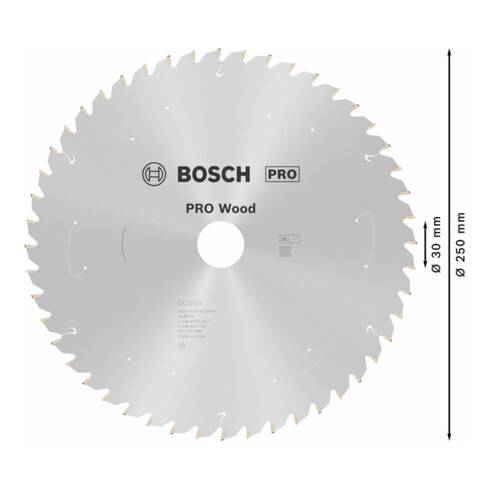 Bosch cirkelzaagblad Standard for Wood voor accuzagen 250x2,2/1,6x30, 48 tanden