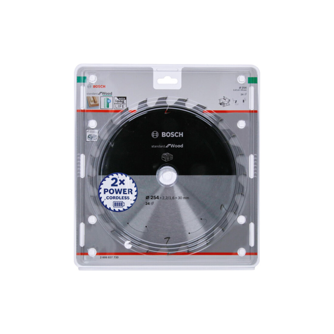 Bosch cirkelzaagblad Standard for Wood voor accuzagen 254x2,2/1,6x30, 24 tanden