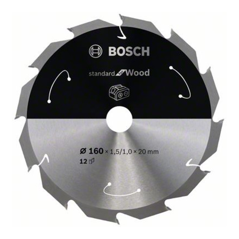 Bosch cirkelzaagblad Standard for Wood voor accuzagen 160x1,5/1x20, 12 tanden