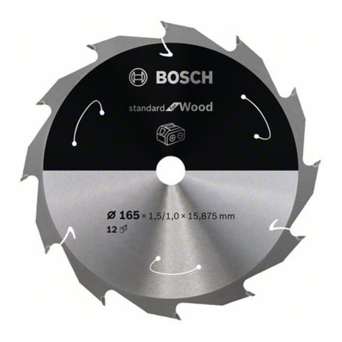 Bosch cirkelzaagblad Standard for Wood voor accuzagen 165x1,5/1x15,875, 12 tanden