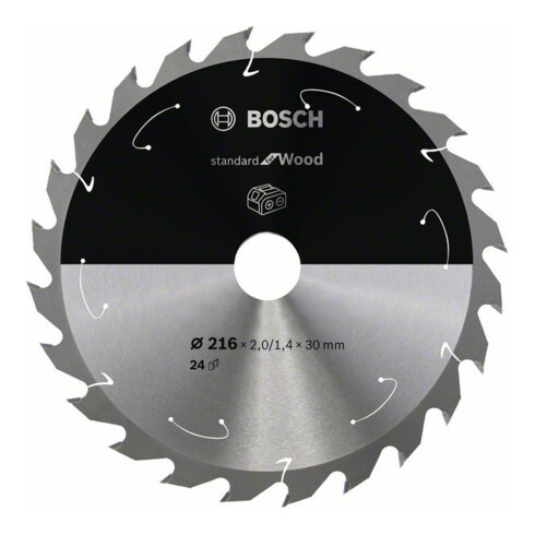 Bosch cirkelzaagblad Standard for Wood voor accuzagen 216x1,7/1,2x30, 24 tanden
