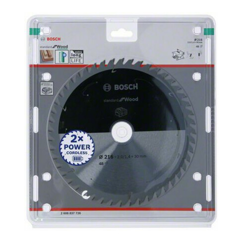 Bosch cirkelzaagblad Standard for Wood voor accuzagen 216x1,7/1,2x30, 48 tanden