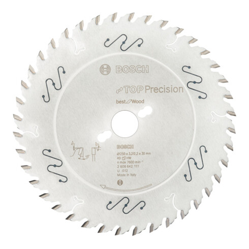 Bosch cirkelzaagblad Top Precision Best for Wood 250 x 30 x 3,2 mm 40
