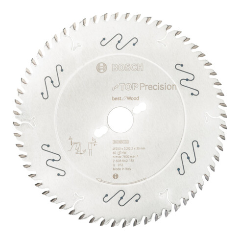 Bosch cirkelzaagblad Top Precision Best for Wood 250 x 30 x 3,2 mm 60