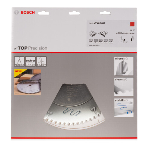 Bosch cirkelzaagblad Top Precision Best for Wood 300 x 30 x 3,2 mm 72