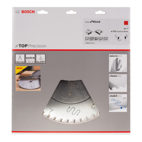 Bosch cirkelzaagblad Top Precision Best for Wood 315 x 30 x 3,2 mm 48