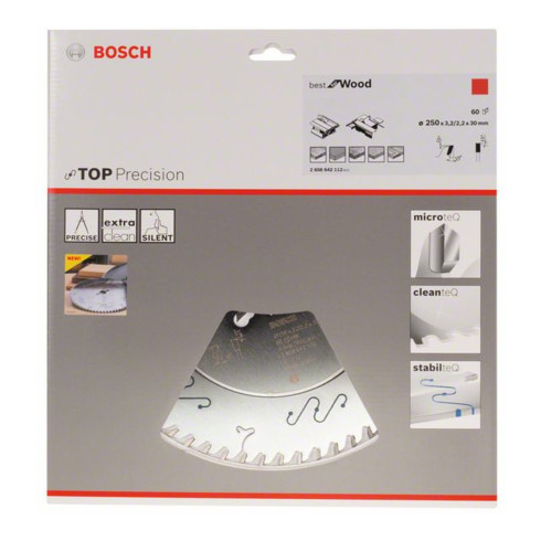 Bosch cirkelzaagblad Top Precision Best for Wood 250 x 30 x 3,2 mm 60