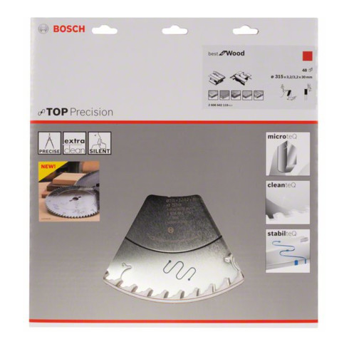 Bosch cirkelzaagblad Top Precision Best for Wood 315 x 30 x 3,2 mm 48