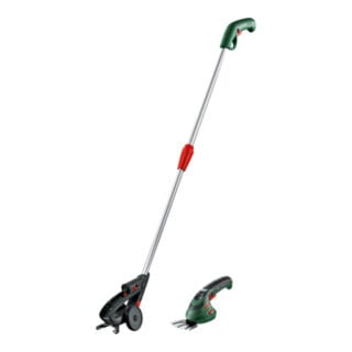 Bosch Cisaille sans fil pour gazon et arbustes Isio, manche télescopique