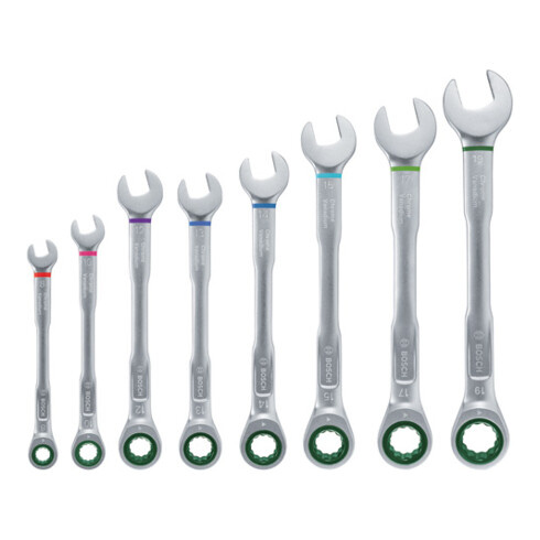 Bosch Clés à molette avec cliquet, set de 8 pièces