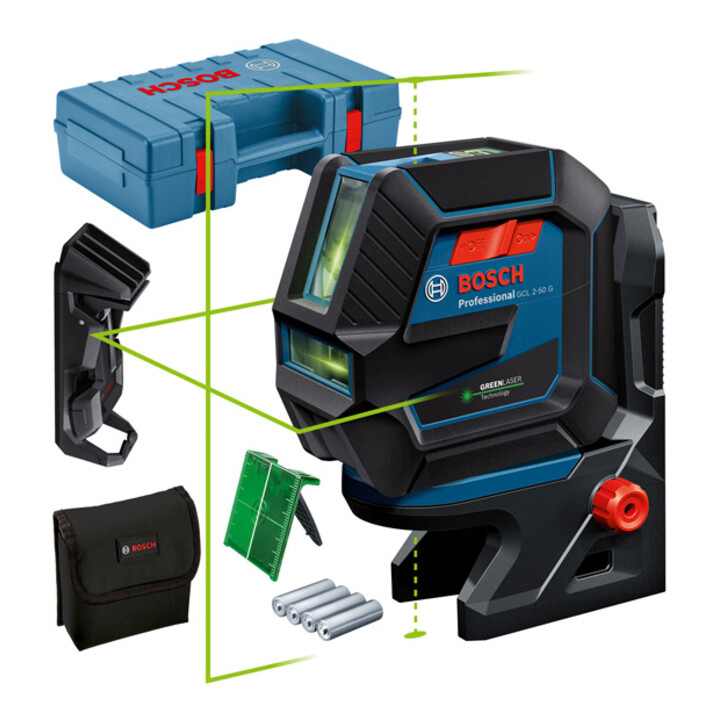 Bosch combilaser GCL 2-50 G met plafondklem en werkmanskoffer