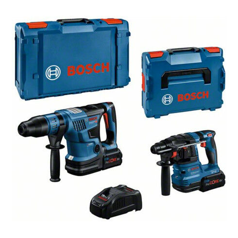 Bosch Combo Kit 2-tlg. 18V: Akku Bohrhammer GBH 18V-22 & GBH 18V-36C (BT), 2x Akku, Schnellladegerät