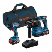 Bosch Combo Kit 2-tlg. 18V: GSR 18V-45 + GBH 18V-22 + 2 x Akku 4.0Ah, Schnellladegerät