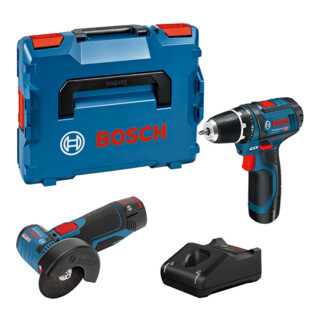 Bosch Combo Kit Set mit 2 12V-Werkz.: GSR 12V-15+ GWS 12V-76 +2x2.0Ah + GAL 12V-40 (L)