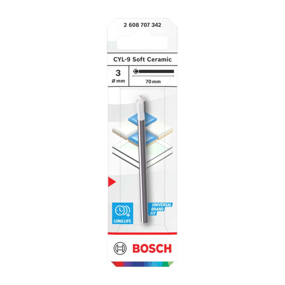 Bosch CYL-9 Soft Ceramic Bohrer, 3 x 70 mm
