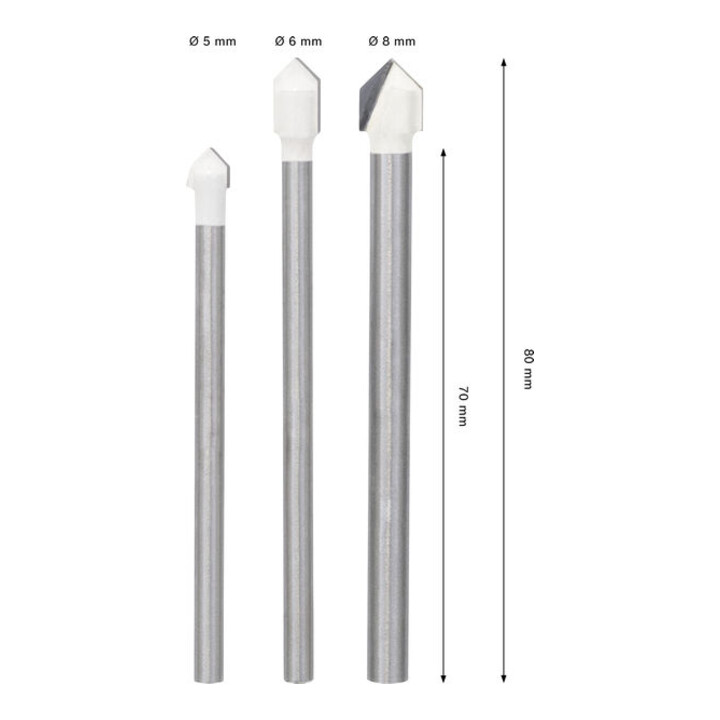 Bosch CYL-9 Soft Ceramic Bohrer-Set, 5 x 70; 6 x 80; 8 x 80 mm, 3-tlg.