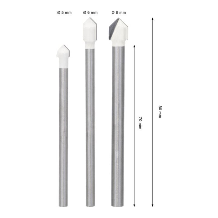 Bosch CYL-9 Soft Ceramic Bohrer-Set, 5 x 70; 6 x 80; 8 x 80 mm, 3-tlg.