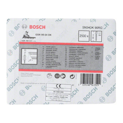 Bosch D-kop stripnagel SN34DK 90RG 3,1 mm 90 mm gegalvaniseerd gegroefd