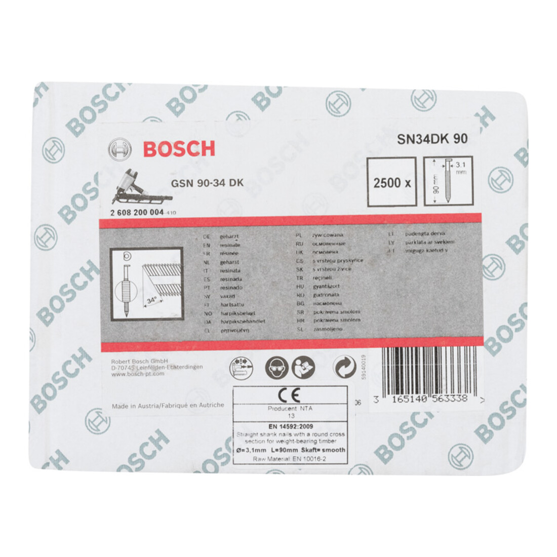 Bosch D-Kopf Streifennagel SN34DK 90 3,1 mm 90 mm blank glatt