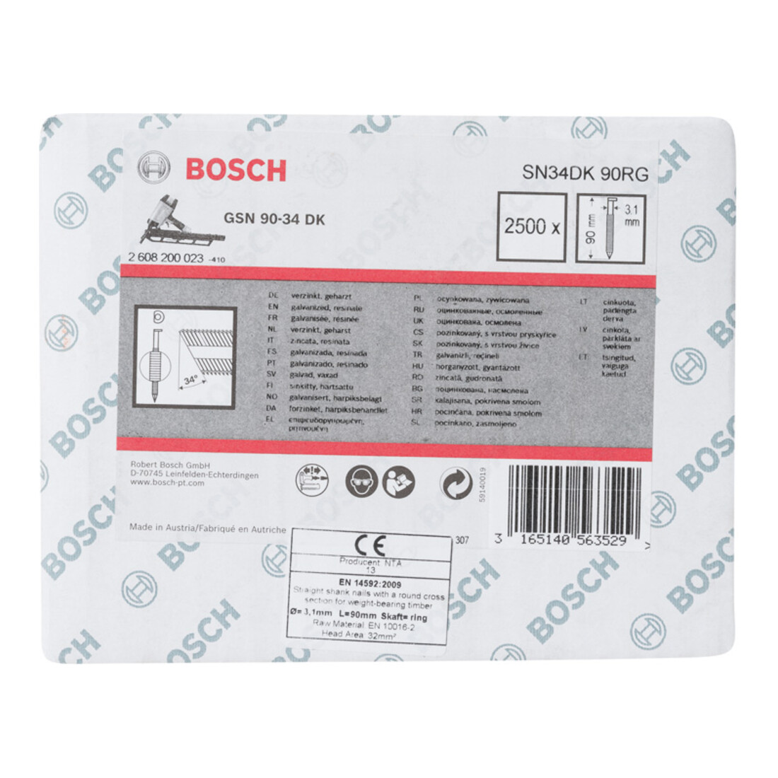 Bosch D-Kopf Streifennagel SN34DK 90RG 3,1 mm 90 mm verzinkt gerillt