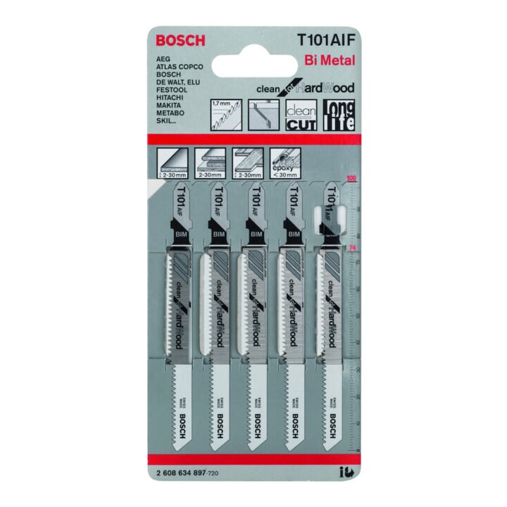 Bosch decoupeerzaagblad T 101 AIF, Clean for Hard Wood