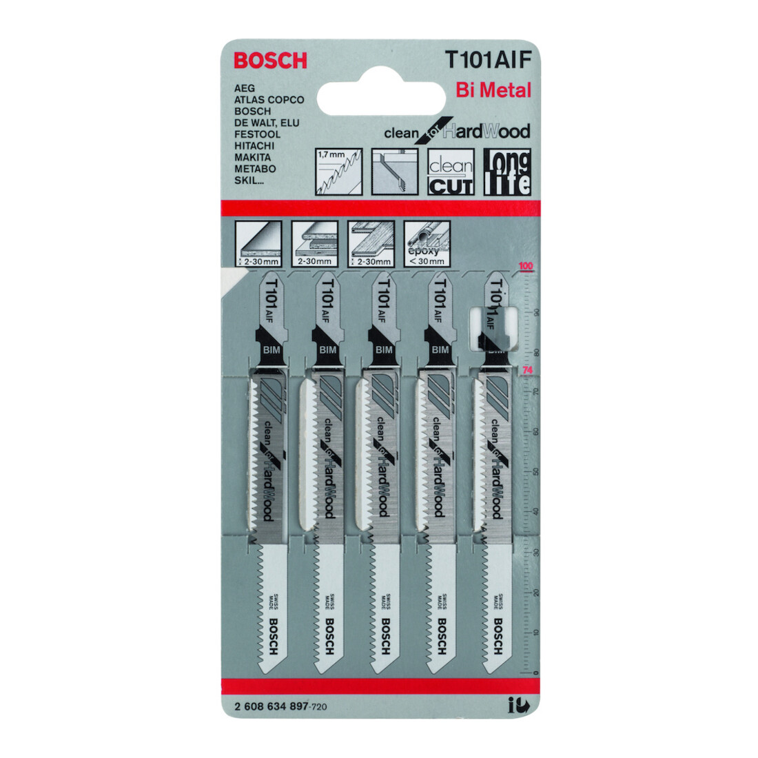 Bosch decoupeerzaagblad T 101 AIF, Clean for Hard Wood