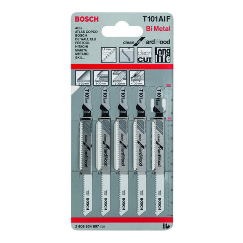 Bosch decoupeerzaagblad T 101 AIF, Clean for Hard Wood