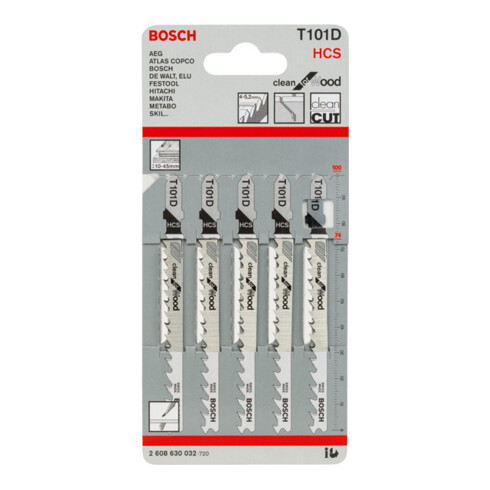 Bosch decoupeerzaagblad T 101 D Clean for Wood