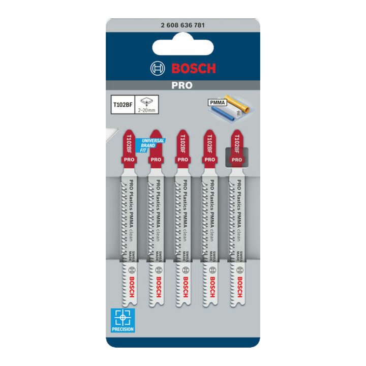 Bosch decoupeerzaagblad T 102 BF, Clean for PMMA