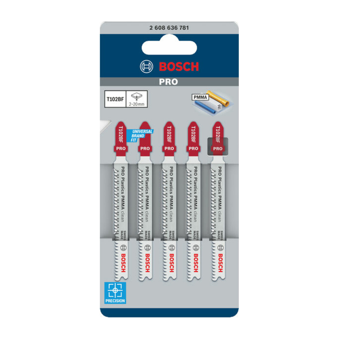Bosch decoupeerzaagblad T 102 BF, Clean for PMMA