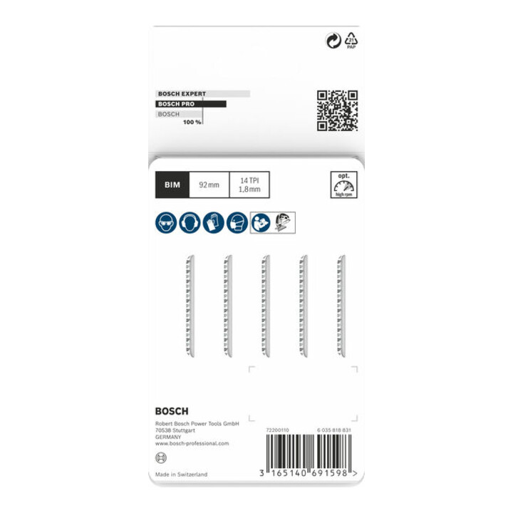 Bosch decoupeerzaagblad T 102 BF, Clean for PMMA