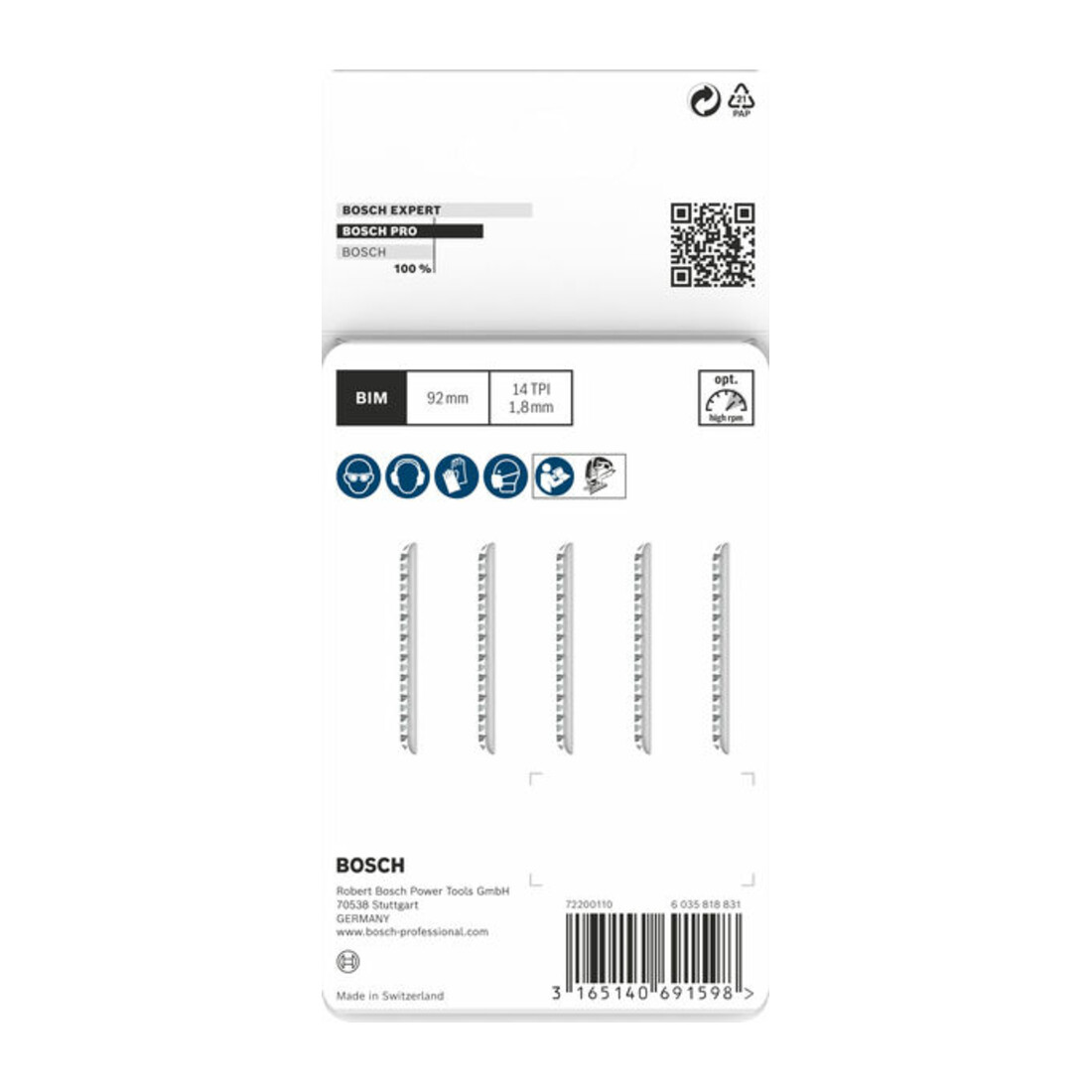 Bosch decoupeerzaagblad T 102 BF, Clean for PMMA