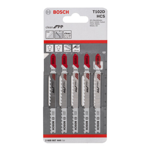 Bosch decoupeerzaagblad T 102 D, Clean voor PP