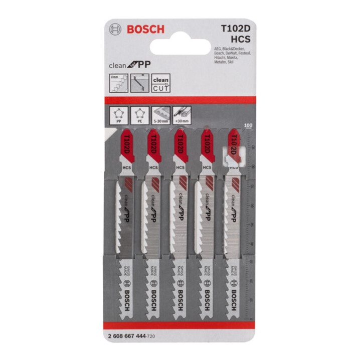 Bosch decoupeerzaagblad T 102 D, Clean voor PP
