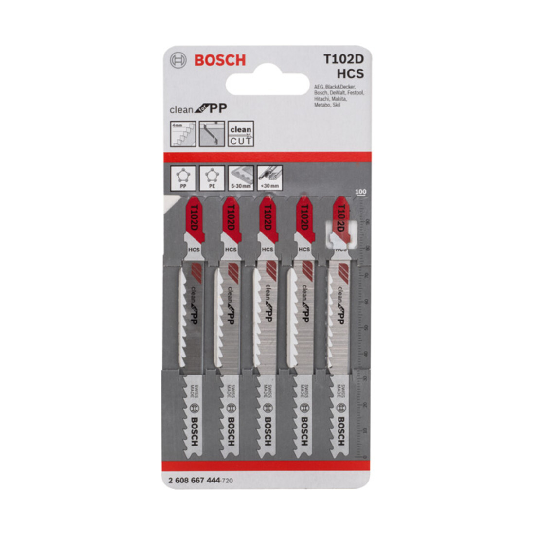 Bosch decoupeerzaagblad T 102 D, Clean voor PP