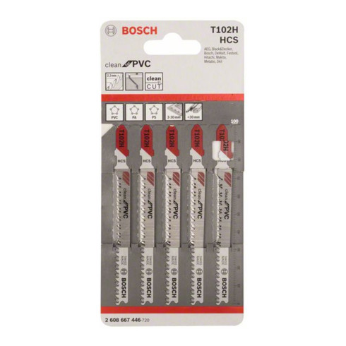 Bosch decoupeerzaagblad T 102 H Clean for PVC