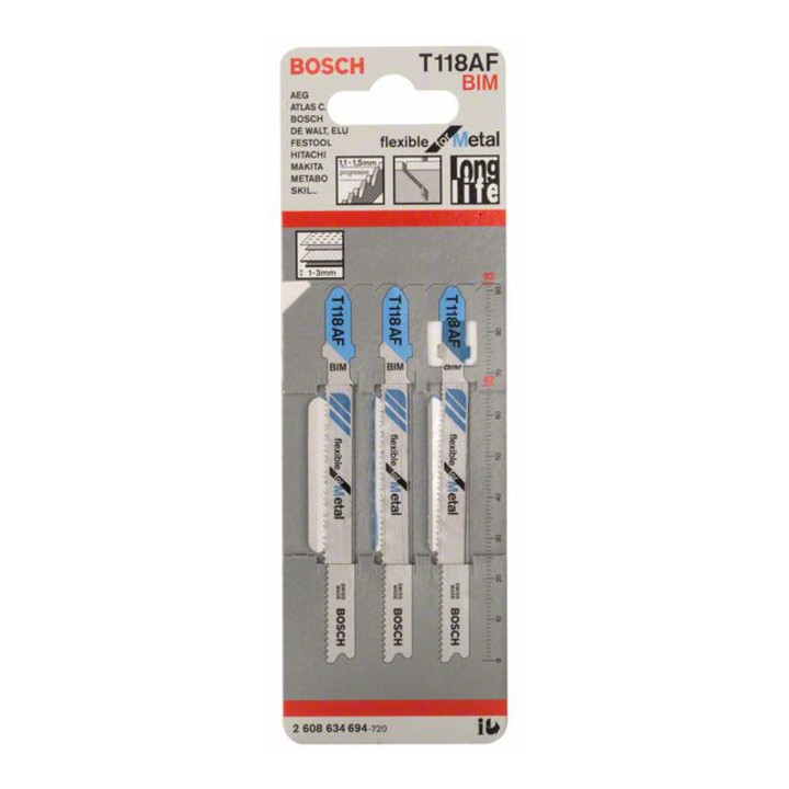 Bosch decoupeerzaagblad T 118 AF, Flexible for Metal