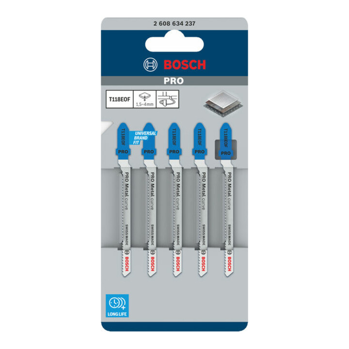 Bosch decoupeerzaagblad T 118 EOF, Flexible for Metal