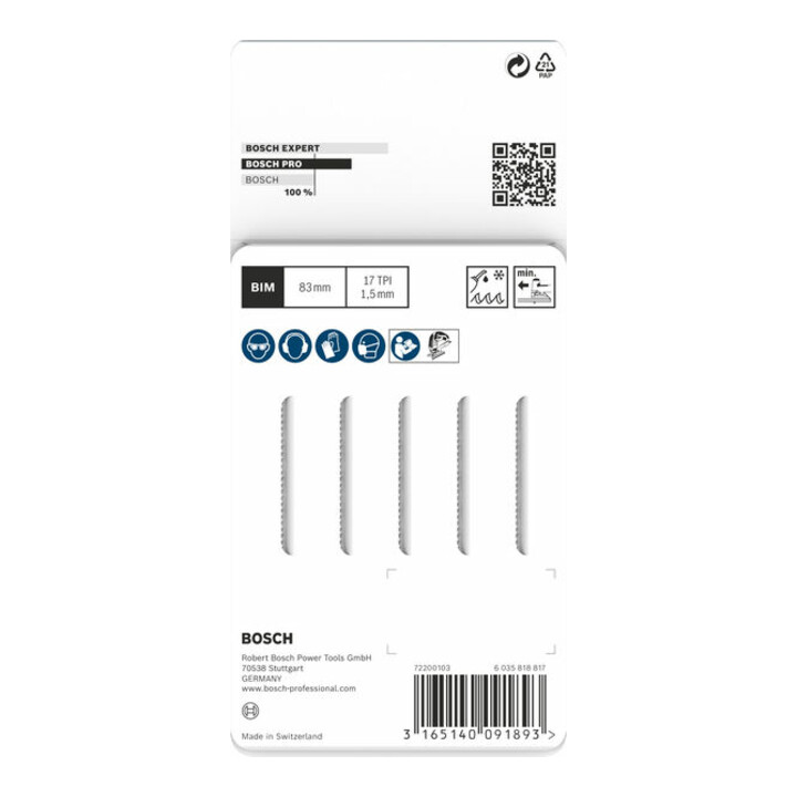 Bosch decoupeerzaagblad T 118 EOF, Flexible for Metal