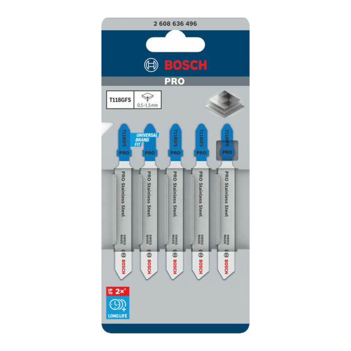 Bosch Decoupeerzaagblad T 118 GFS, Basic voor Inox